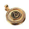 Weinlese 18K Gold überzog Hip Hop-Art-Medaillon-freimaurerische hängende Halskette